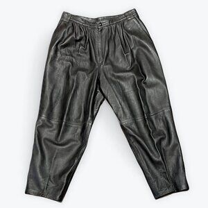 32” - Vintage Turkish Leather Black Pants